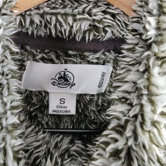 Disney Disneyland Fuzzy Fleece Jacket Womens Sz S Gray Embroidered Logo Full Zip - Picture 6 of 10